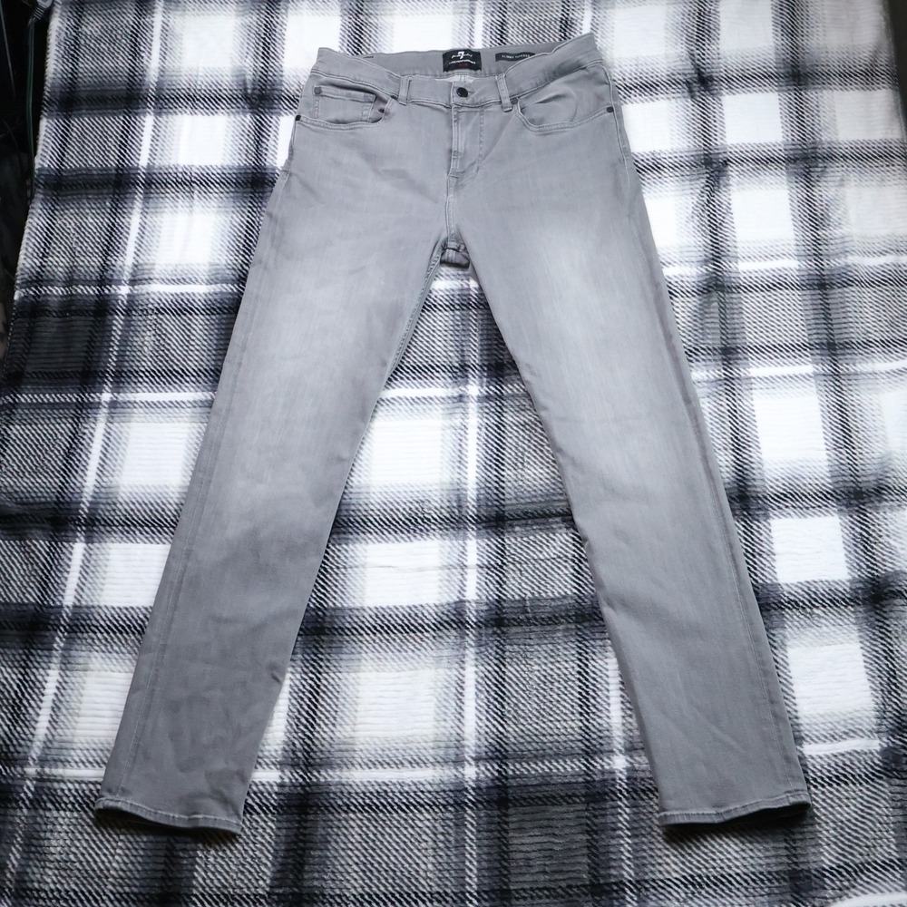 7 For All Mankind Slimmy Tapered Gray Luxe Performance Plus Mens Jeans 34